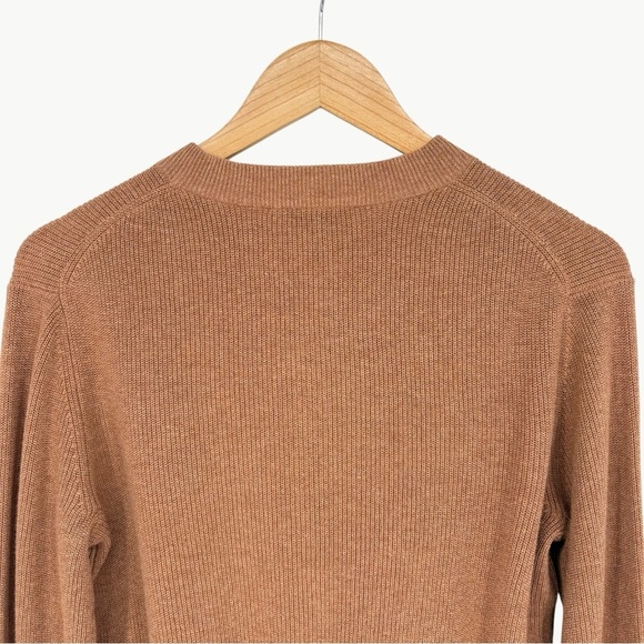 NWT Amour Vert Lily Rib-Knit Cropped Cardigan Sweater | Sz Medium | Camel Tan - Picture 7 of 13